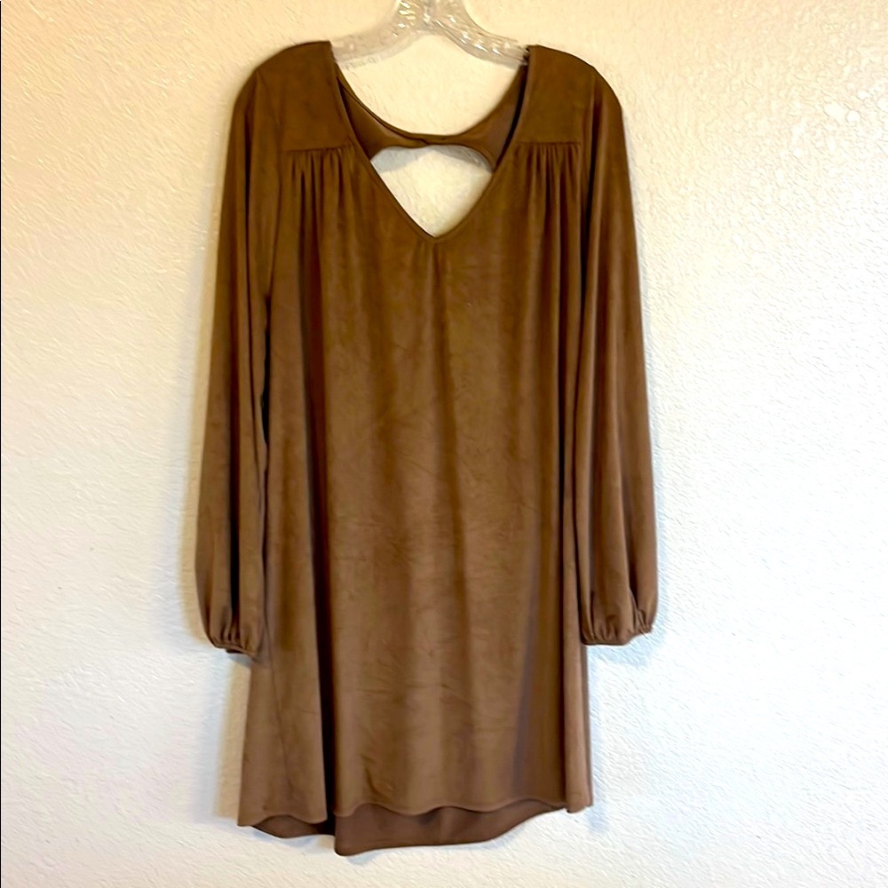 Torrid Brown Cut Out Backless A-Line Long Sleeve Dress